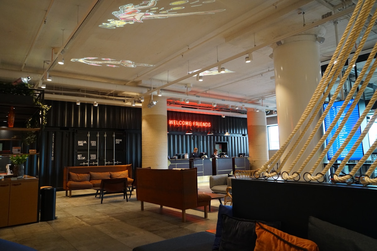 Hotel reception interior, illustrative photograph