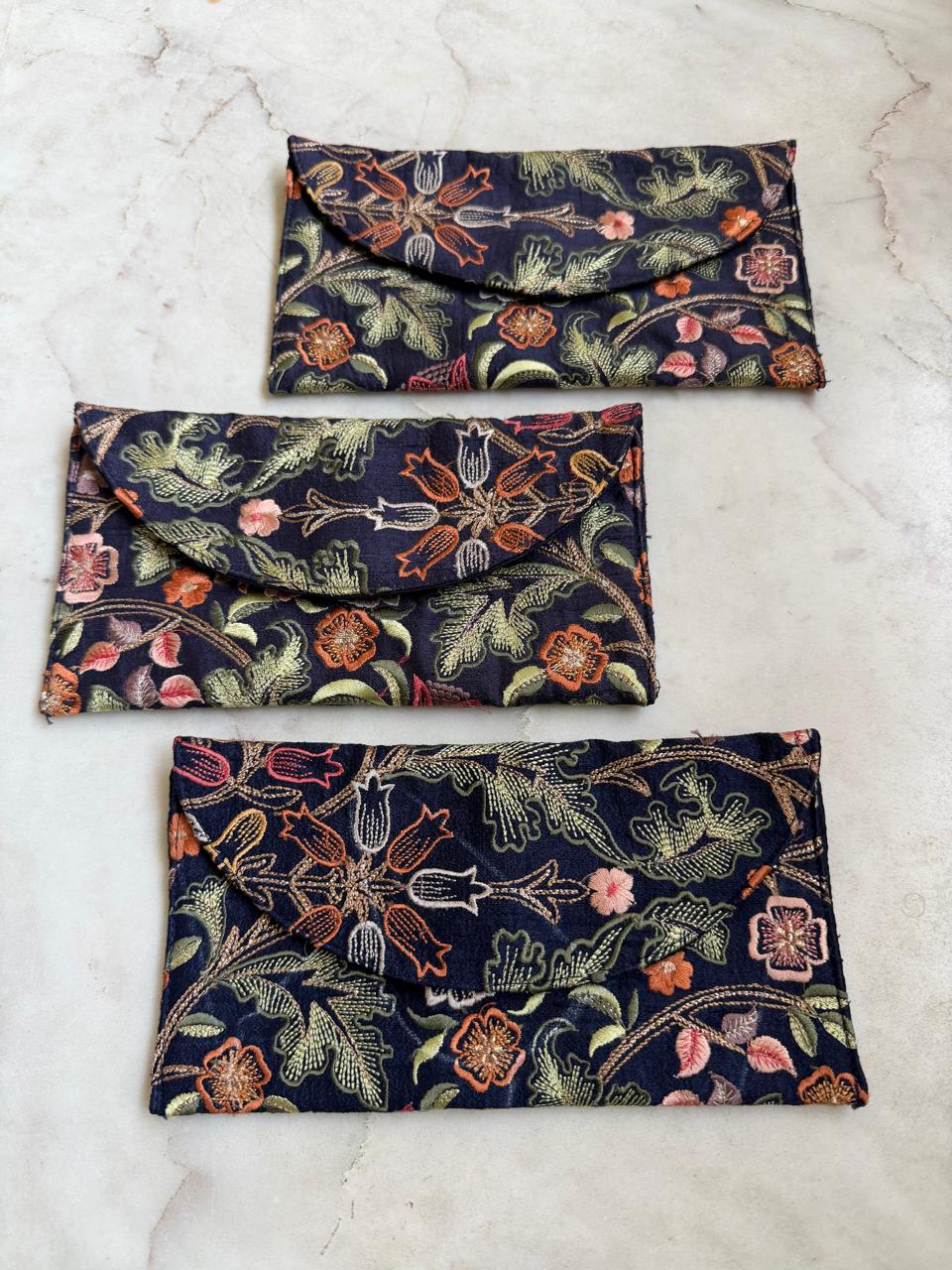 Patterned fabric pouches from the Apang Manav Mandal project